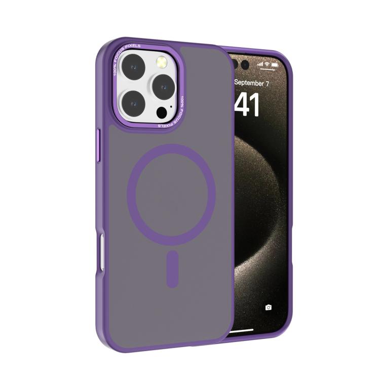 For iPhone 16 Pro Kalebol Metal Lens Frame MagSafe Frosted PC Phone Case