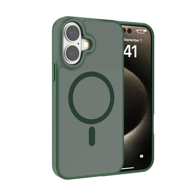 For iPhone 16 Plus Kalebol Metal Lens Frame MagSafe Frosted PC Phone Case