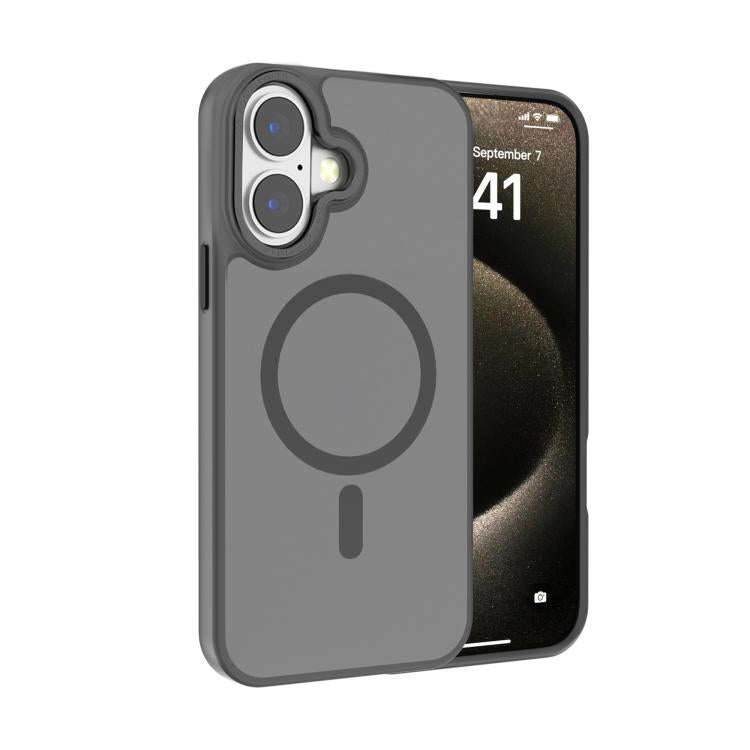 For iPhone 16 Plus Kalebol Metal Lens Frame MagSafe Frosted PC Phone Case