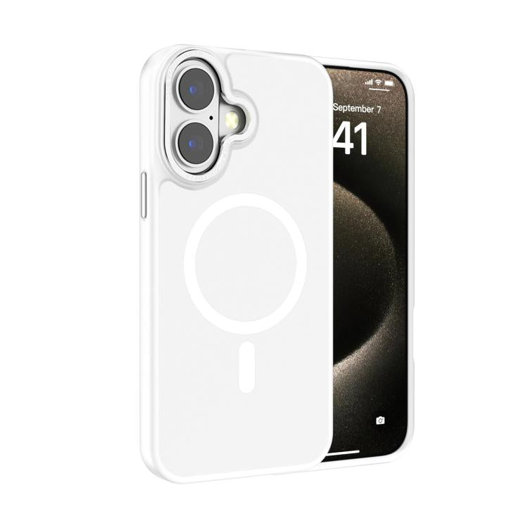 For iPhone 16 Plus Kalebol Metal Lens Frame MagSafe Frosted PC Phone Case