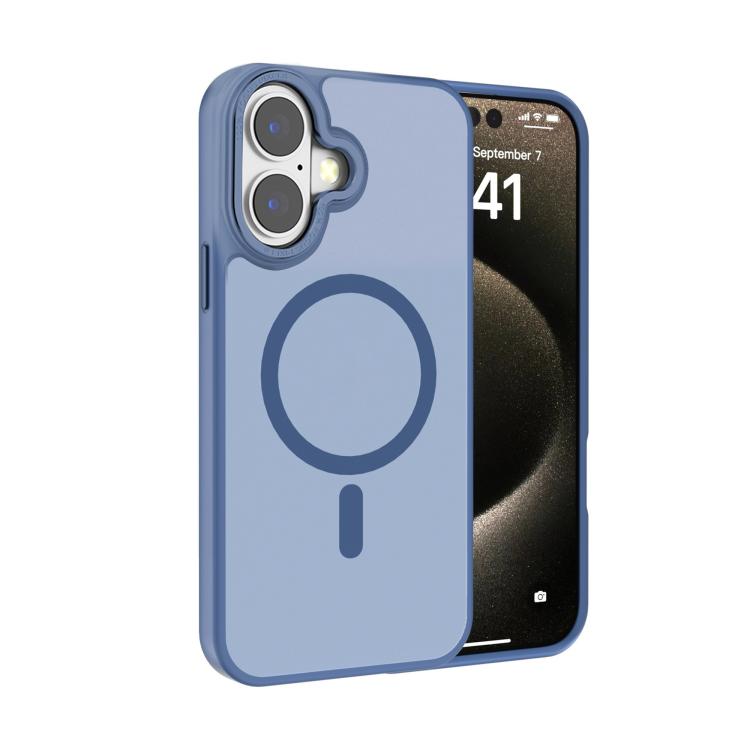 For iPhone 16 Plus Kalebol Metal Lens Frame MagSafe Frosted PC Phone Case