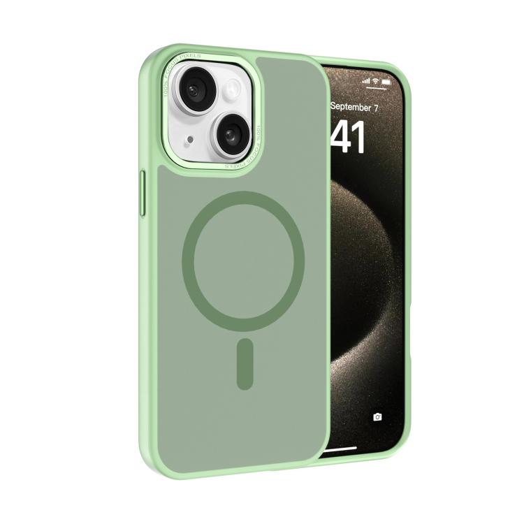 For iPhone 14 Plus Kalebol Metal Lens Frame MagSafe Frosted PC Phone Case