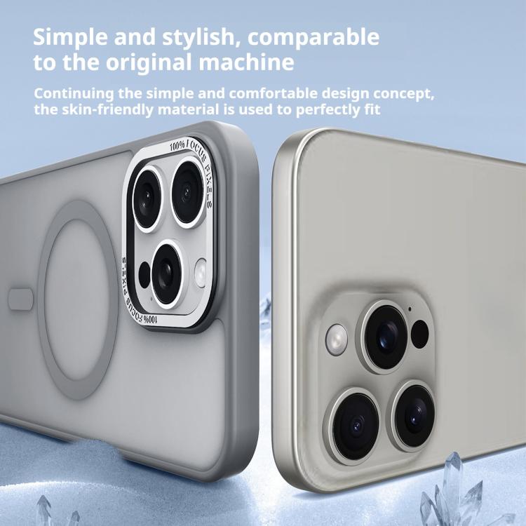 For iPhone 13 Pro Max Kalebol Metal Lens Frame MagSafe Frosted PC Phone Case