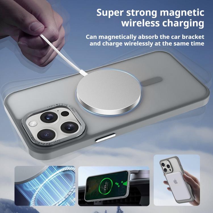 For iPhone 16 Pro Max Kalebol Metal Lens Frame MagSafe Frosted PC Phone Case