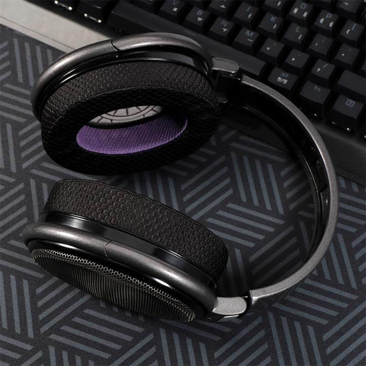 2pcs Snap-on Weaving Mesh Replacement Earpads For Sennheiser HD650 / HD660 S / HD600 / HD6XX / HD58X / HD580 / HD565 / HD545 / HD535 - Black Purple