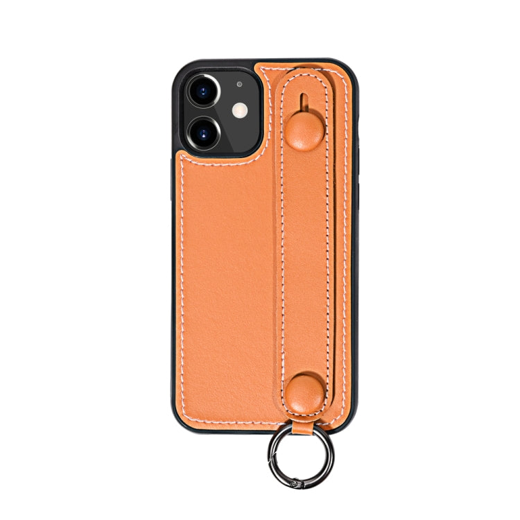 For iPhone 11 Top Layer Cowhide Shockproof Protective Case with Wrist Strap Bracket