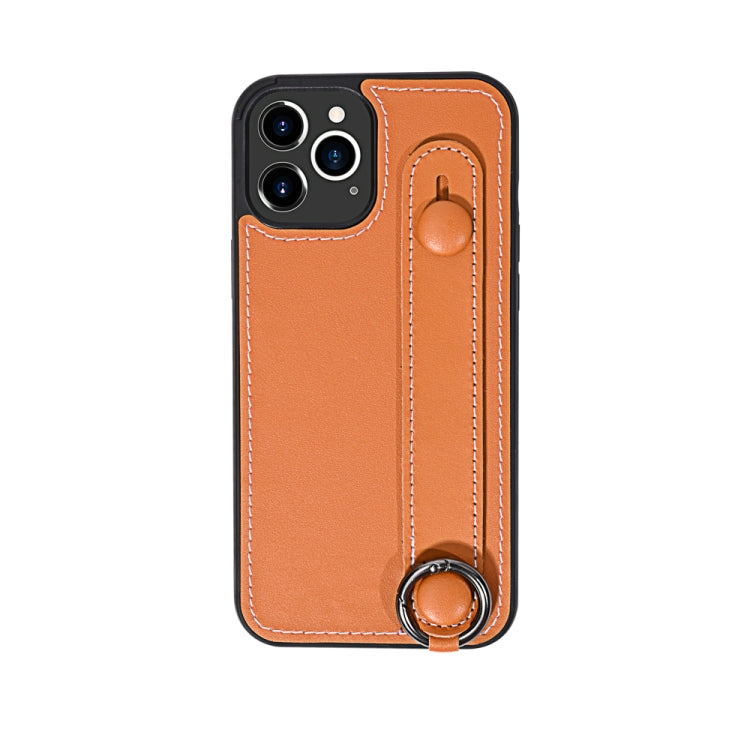 For iPhone 11 Pro Max Top Layer Cowhide Shockproof Protective Case with Wrist Strap Bracket