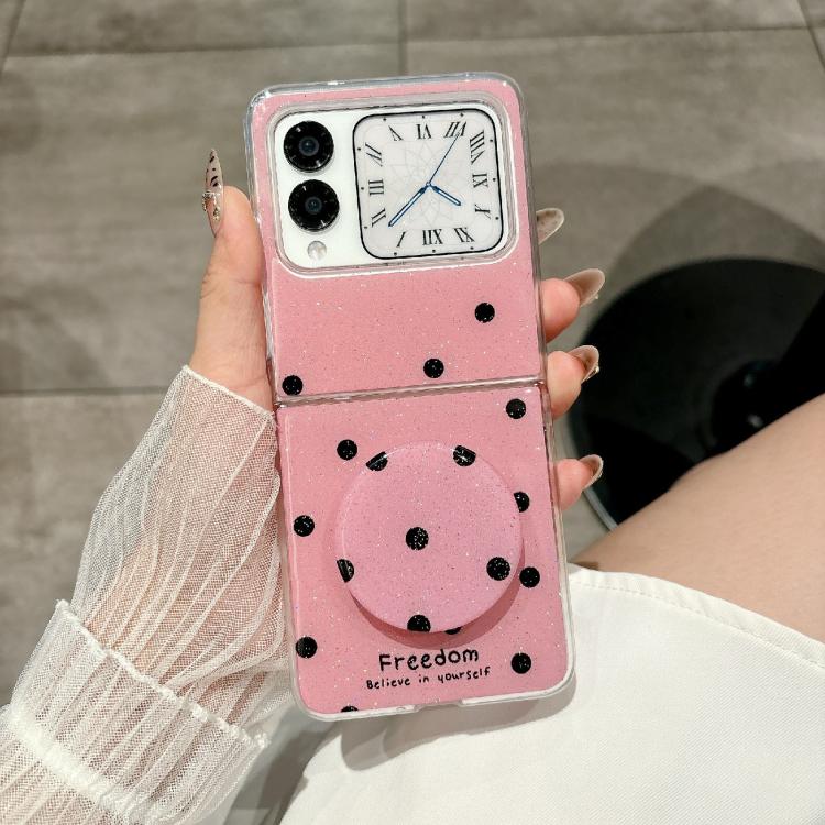 For Huawei Nova Flip Glitter Powder Dots Pattern Phone Case with Holder