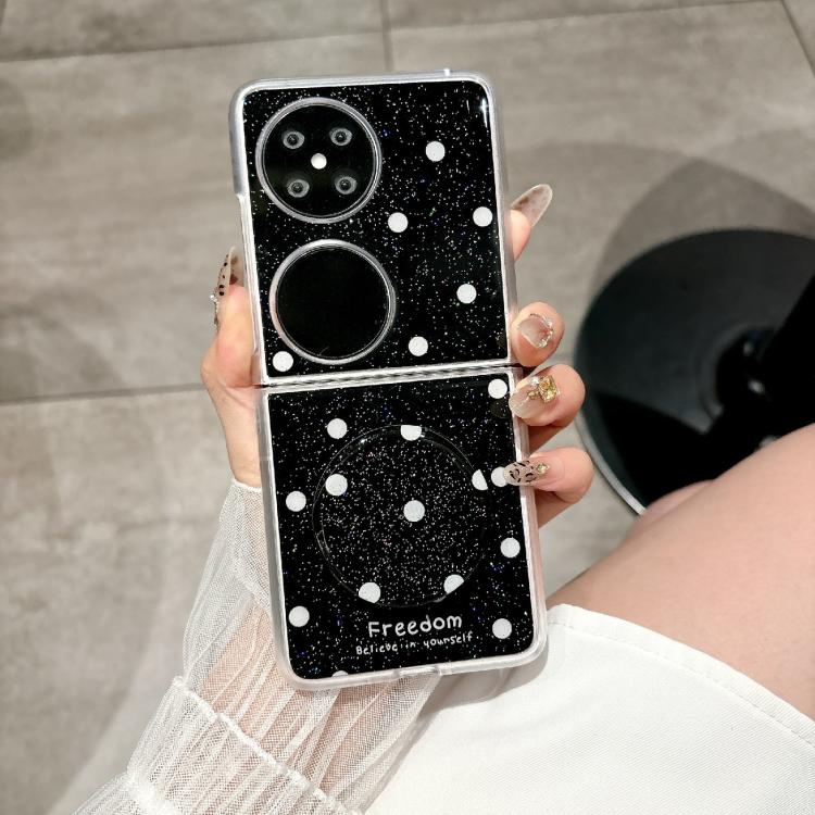 For Huawei P50 Pocket Glitter Powder Dots Pattern Phone Case with Holder