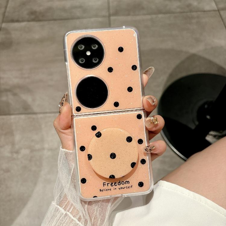 For Huawei P50 Pocket Glitter Powder Dots Pattern Phone Case with Holder