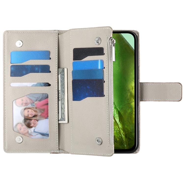 For Google Pixel 8 Stitching Multi-card Zipper Wallet Leather Phone Case with Short Strap