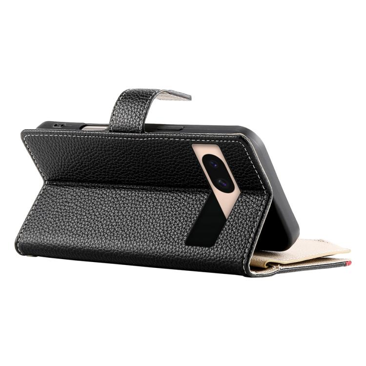 For Google Pixel 8a Stitching Multi-card Zipper Wallet Leather Phone Case with Short Strap