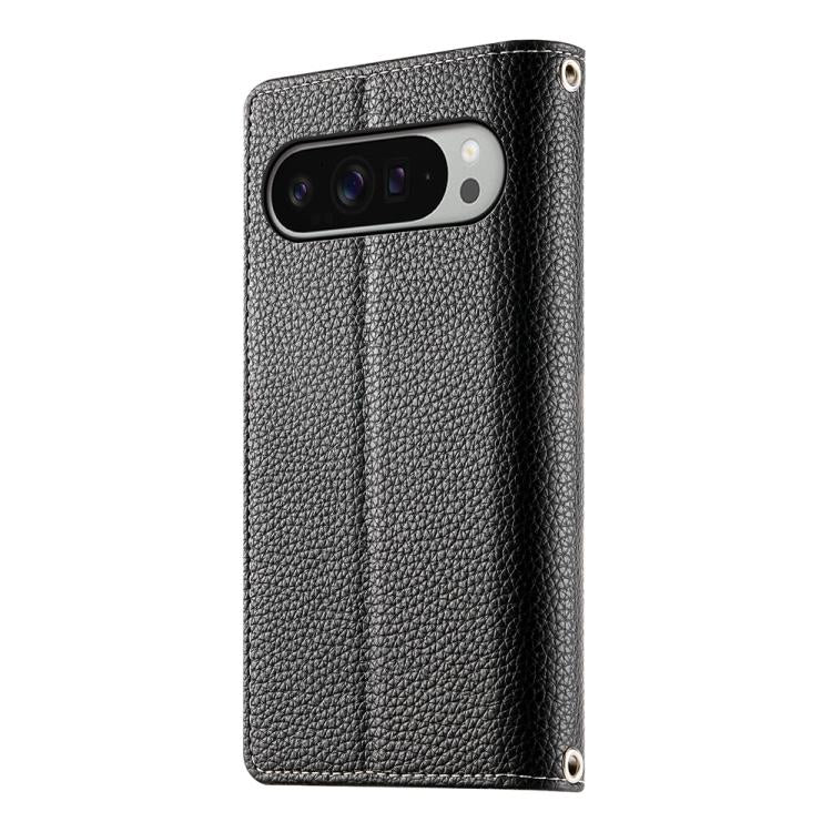 For Google Pixel 9 Pro XL / Pixel 10 Pro XL Stitching Multi-card Zipper Wallet Leather Phone Case with Short Strap