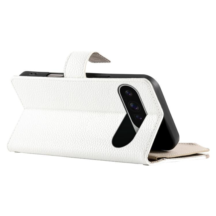 For Google Pixel 9 Pro XL / Pixel 10 Pro XL Stitching Multi-card Zipper Wallet Leather Phone Case with Short Strap