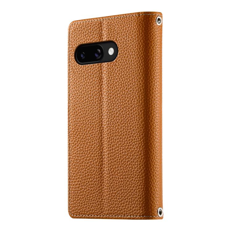 For Google Pixel 9a Stitching Multi-card Zipper Wallet Leather Phone Case with Short Strap