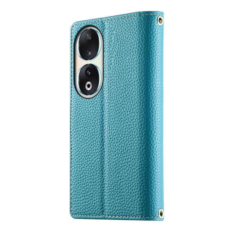 For Honor 90 Stitching Multi-card Zipper Wallet Leather Phone Case with Short Strap