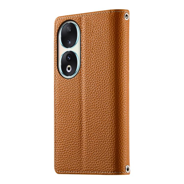 For Honor 90 Stitching Multi-card Zipper Wallet Leather Phone Case with Short Strap