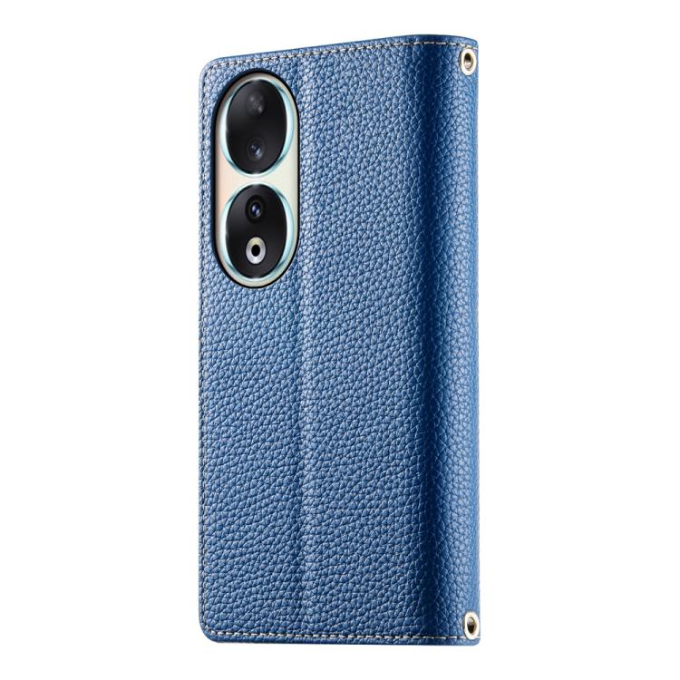 For Honor 90 Stitching Multi-card Zipper Wallet Leather Phone Case with Short Strap