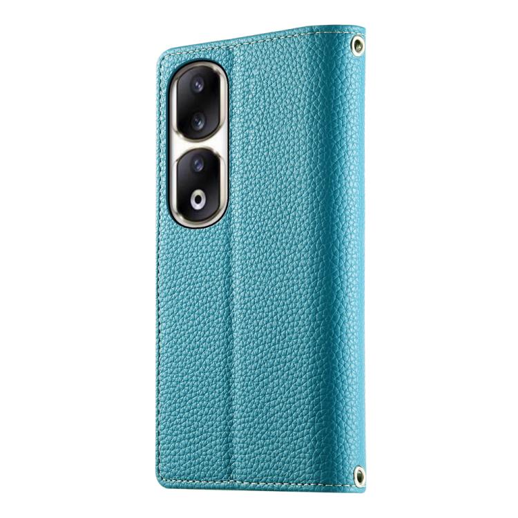 For Honor 90 Pro Stitching Multi-card Zipper Wallet Leather Phone Case with Short Strap