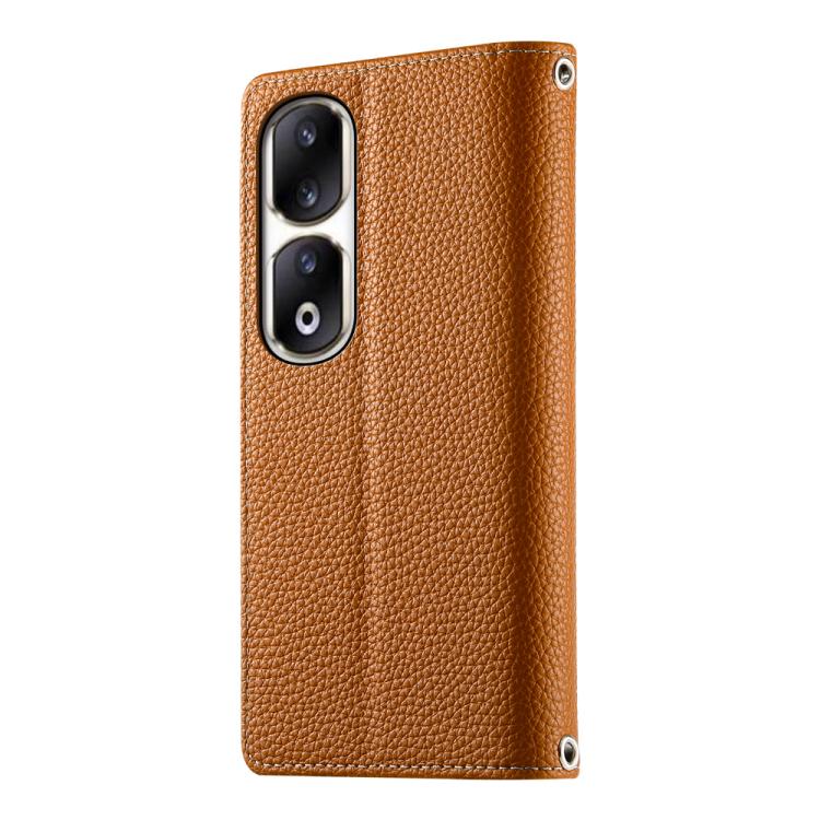 For Honor 90 Pro Stitching Multi-card Zipper Wallet Leather Phone Case with Short Strap