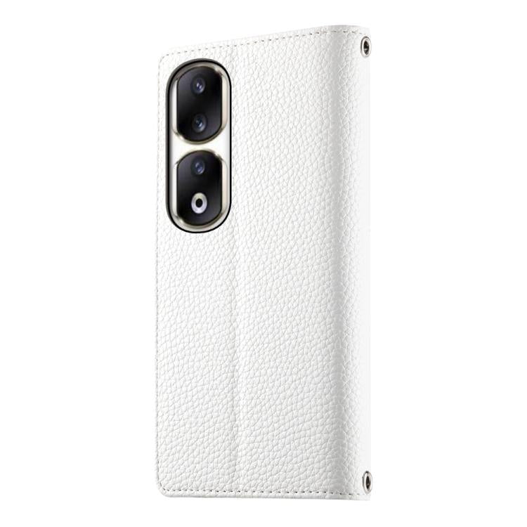For Honor 90 Pro Stitching Multi-card Zipper Wallet Leather Phone Case with Short Strap
