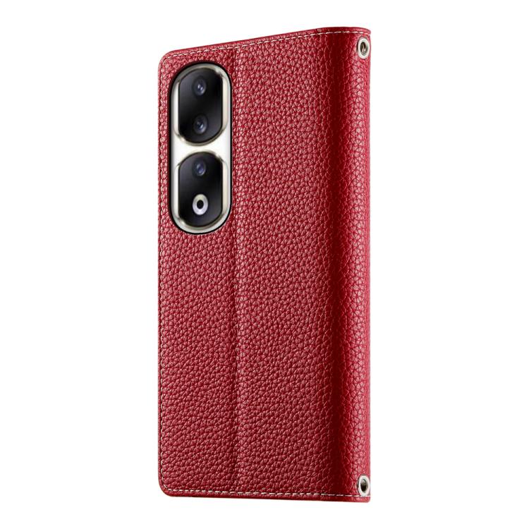 For Honor 90 Pro Stitching Multi-card Zipper Wallet Leather Phone Case with Short Strap