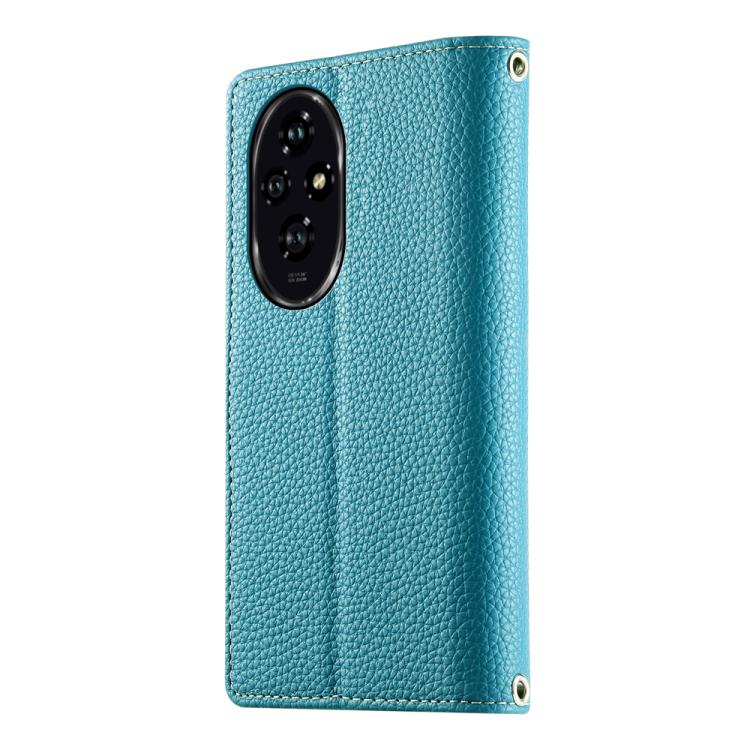 For Honor 200 Stitching Multi-card Zipper Wallet Leather Phone Case with Short Strap