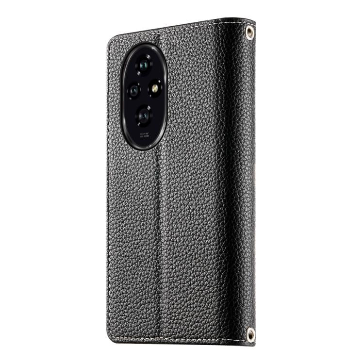 For Honor 200 Stitching Multi-card Zipper Wallet Leather Phone Case with Short Strap