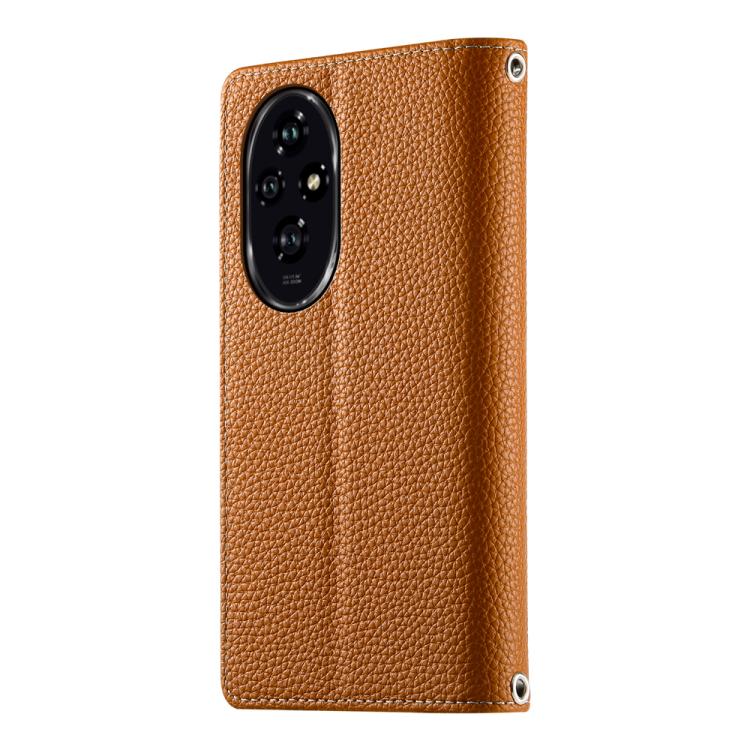 For Honor 200 Stitching Multi-card Zipper Wallet Leather Phone Case with Short Strap