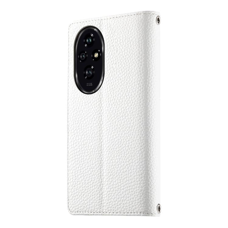 For Honor 200 Stitching Multi-card Zipper Wallet Leather Phone Case with Short Strap