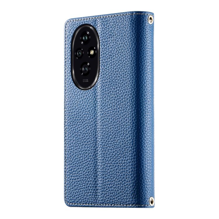 For Honor 200 Stitching Multi-card Zipper Wallet Leather Phone Case with Short Strap
