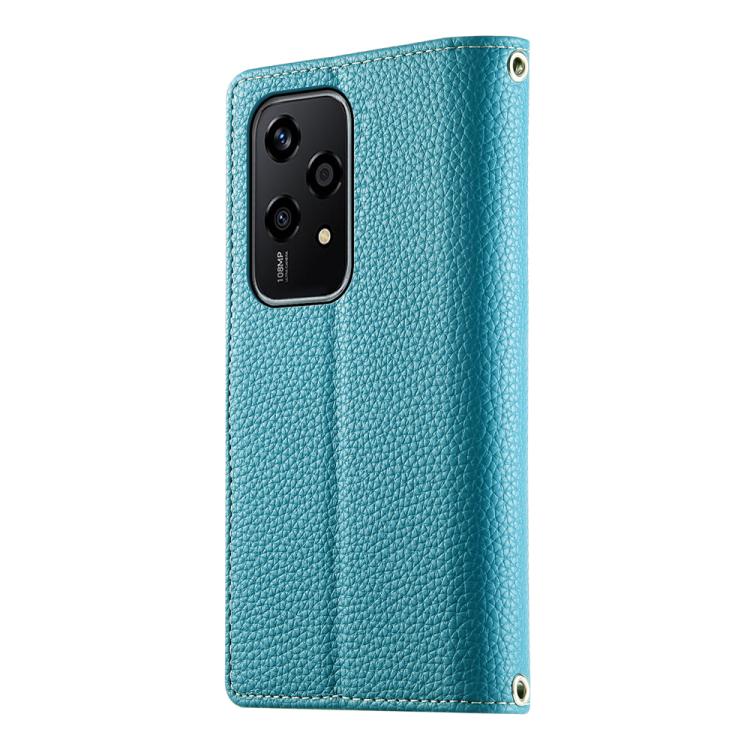 For Honor 200 Lite Global Stitching Multi-card Zipper Wallet Leather Phone Case with Short Strap