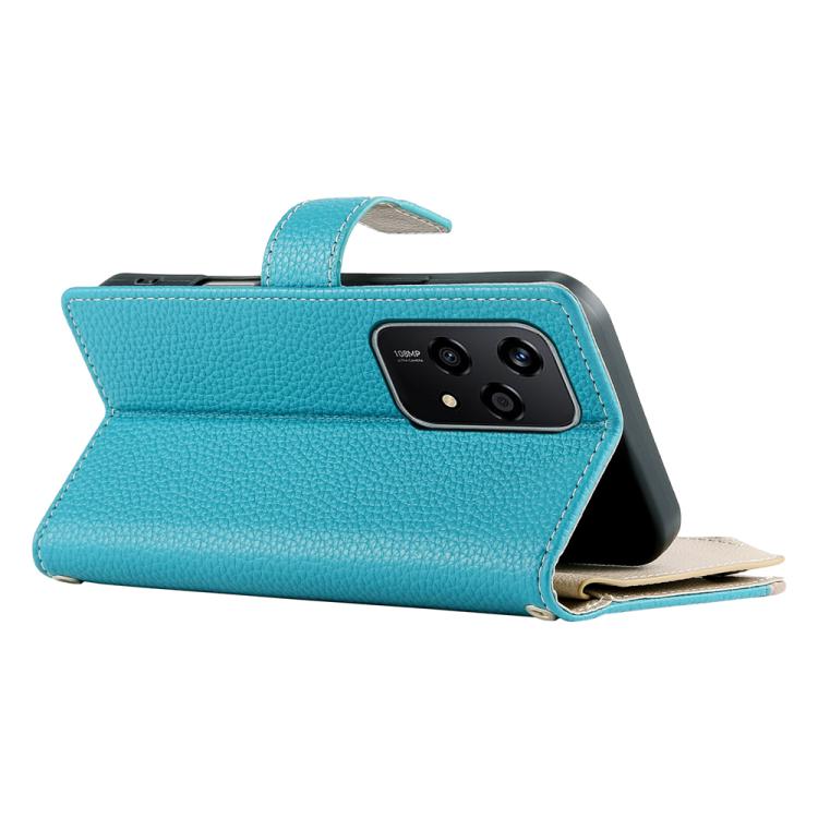For Honor 200 Lite Global Stitching Multi-card Zipper Wallet Leather Phone Case with Short Strap