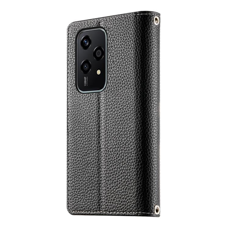 For Honor 200 Lite Global Stitching Multi-card Zipper Wallet Leather Phone Case with Short Strap