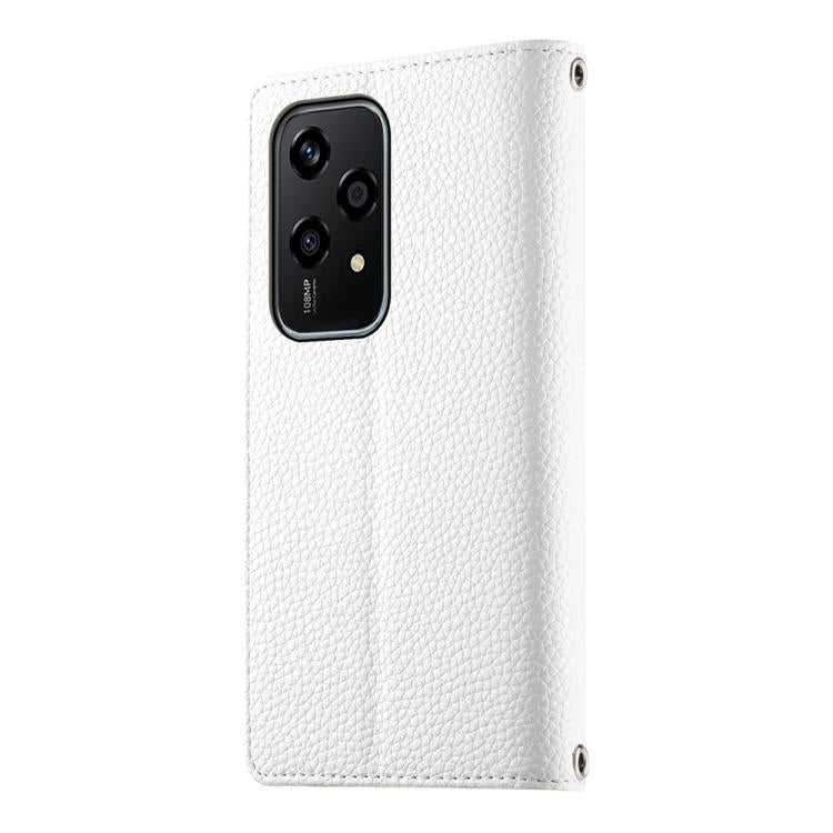 For Honor 200 Lite Global Stitching Multi-card Zipper Wallet Leather Phone Case with Short Strap