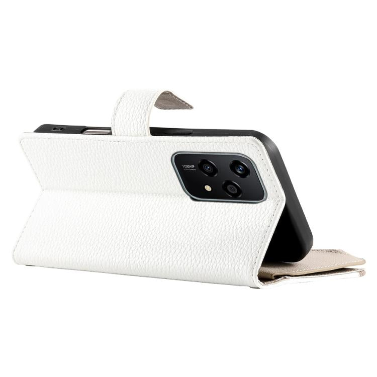 For Honor 200 Lite Global Stitching Multi-card Zipper Wallet Leather Phone Case with Short Strap