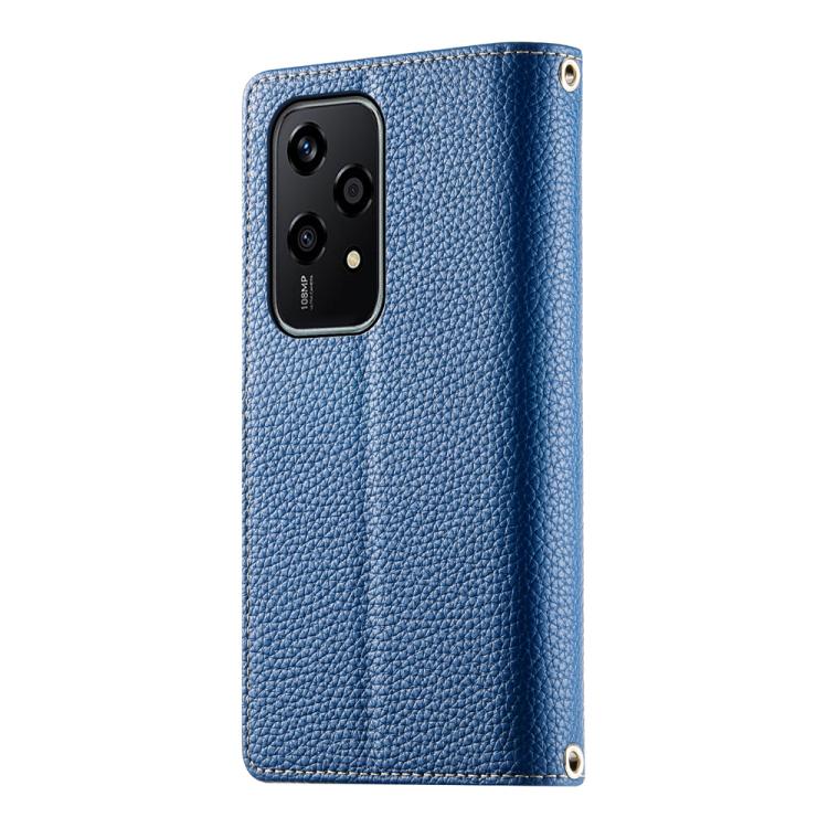 For Honor 200 Lite Global Stitching Multi-card Zipper Wallet Leather Phone Case with Short Strap
