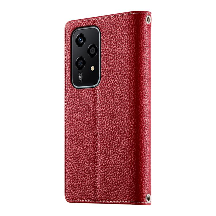 For Honor 200 Lite Global Stitching Multi-card Zipper Wallet Leather Phone Case with Short Strap
