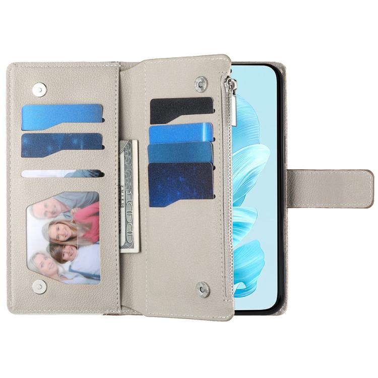 For Honor 200 Pro Stitching Multi-card Zipper Wallet Leather Phone Case with Short Strap