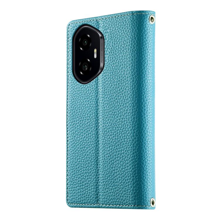 For Honor 300 Stitching Multi-card Zipper Wallet Leather Phone Case with Short Strap