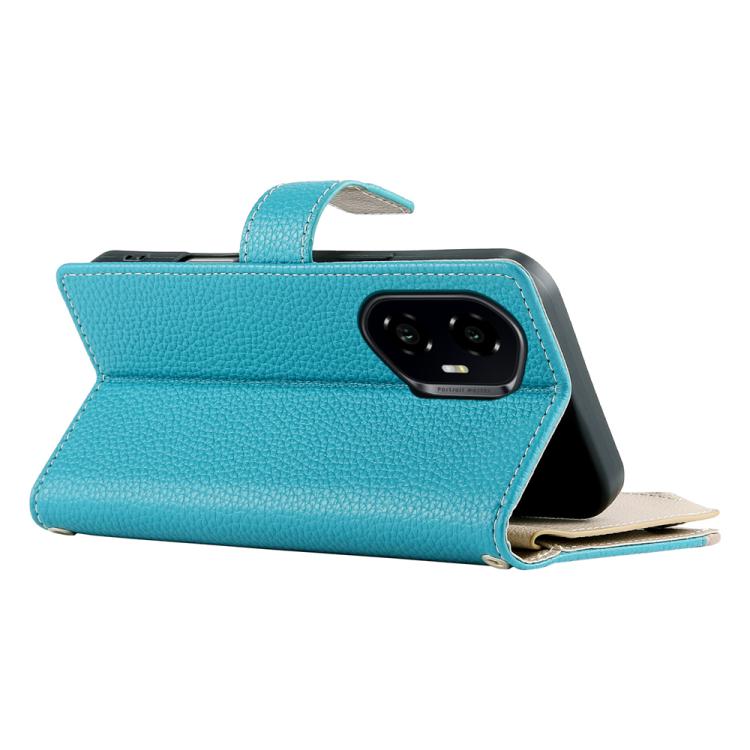 For Honor 300 Stitching Multi-card Zipper Wallet Leather Phone Case with Short Strap