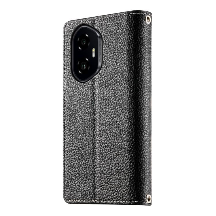 For Honor 300 Stitching Multi-card Zipper Wallet Leather Phone Case with Short Strap