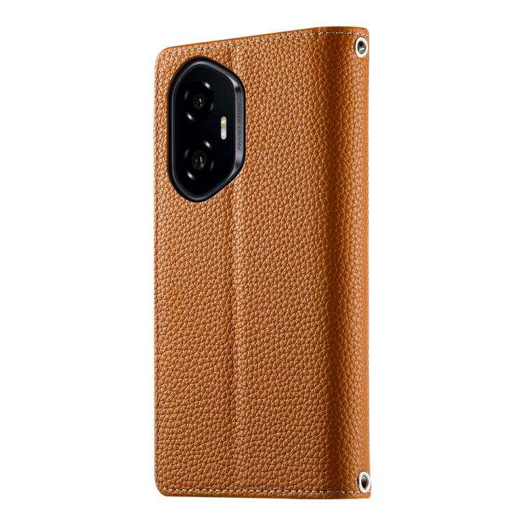 For Honor 300 Stitching Multi-card Zipper Wallet Leather Phone Case with Short Strap