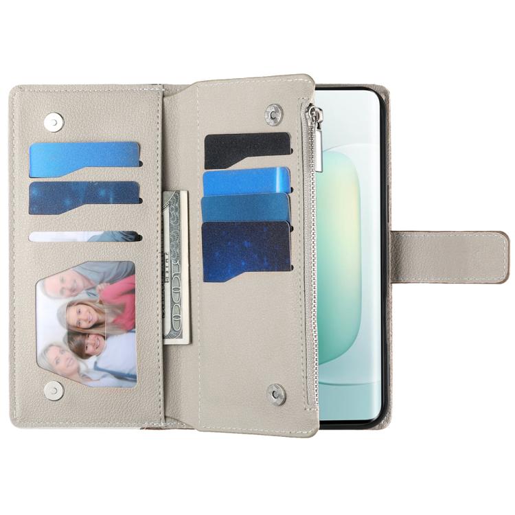 For Honor 300 Stitching Multi-card Zipper Wallet Leather Phone Case with Short Strap