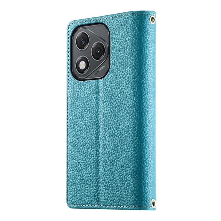 For Honor 400 Lite Global Stitching Multi-card Zipper Wallet Leather Phone Case with Short Strap