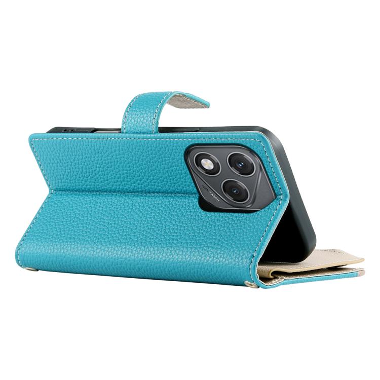For Honor 400 Lite Global Stitching Multi-card Zipper Wallet Leather Phone Case with Short Strap