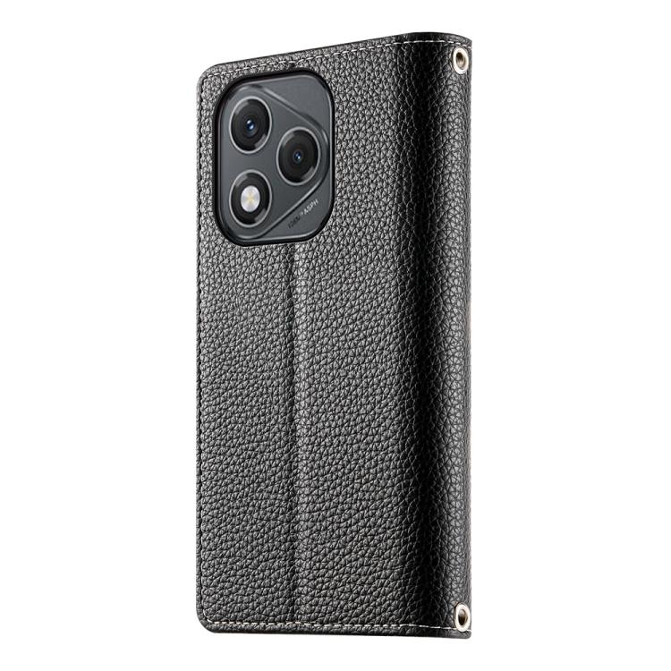 For Honor 400 Lite Global Stitching Multi-card Zipper Wallet Leather Phone Case with Short Strap