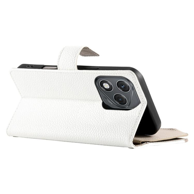 For Honor 400 Lite Global Stitching Multi-card Zipper Wallet Leather Phone Case with Short Strap