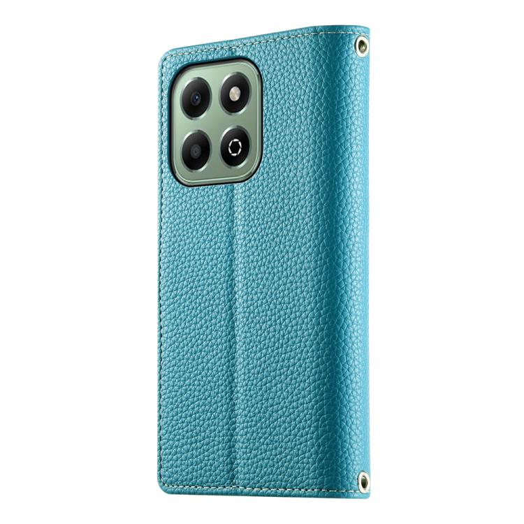 For Honor X6a / Honor X6b 4G Stitching Multi-card Zipper Wallet Leather Phone Case with Short Strap