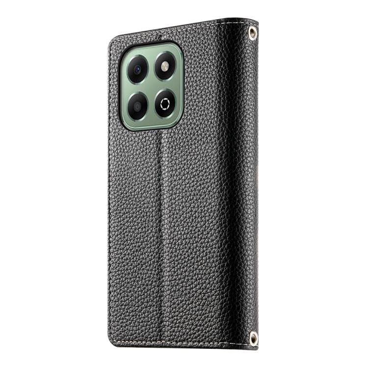 For Honor X6a / Honor X6b 4G Stitching Multi-card Zipper Wallet Leather Phone Case with Short Strap